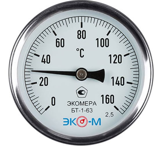 Термометр биметаллический ЭКОМЕРА БТ-1-63, 0-160С L=40
