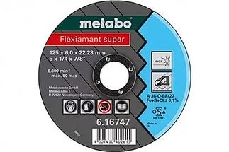 Круг шлифовальный ф125х6,0х22 для нержавейки Flexiamant Super1/10 Metabo 616747000