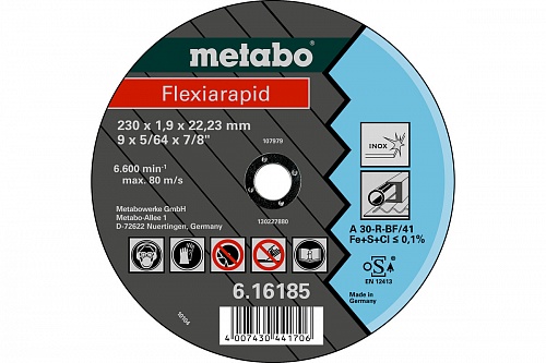 Круг отрезной 180х1,6х22 для нержавейки Flexrapid 1/25  Metabo 616184000