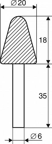Шарошка абразивная конусная с закруглением Энкор 20х18,К60,хв.6мм