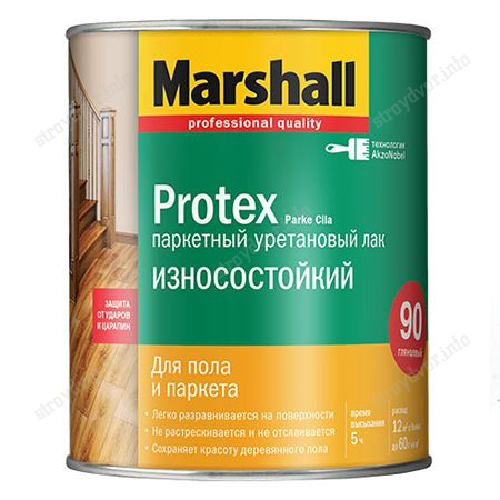 Лак паркетный "PROTEX" глянцевый "Marshall" 0.75 л 42452 Лак паркетный "PROTEX" глянцевый "Marshall" 0.75 л 42452