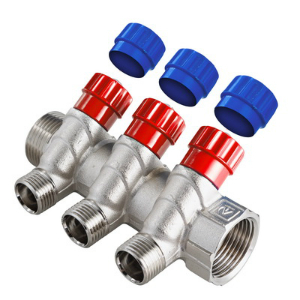 Латунный никелированный коллектор 3 выхода x 3/4 x 1/2 НР Valtec VTc.560.N.0503 Латунный никелированный коллектор 3 выхода x 3/4 x 1/2 НР Valtec VTc.560.N.0503