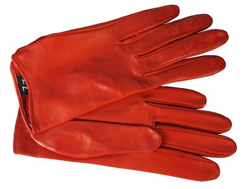 Перчатки садовые кожаные красная ткань Энкор