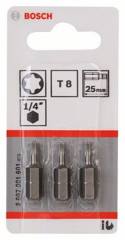 Вставка TORX T 8 25мм XH 3шт 2 607 001 601