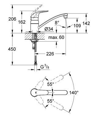 Смеситель "EUROECO" для мойки Grohe 32750000