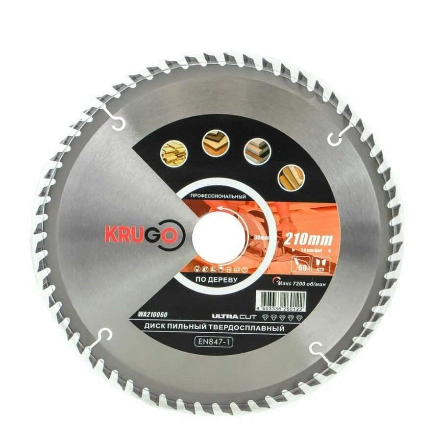 Диск пильный KRUGO ф210х30 z60 дерево WA210060