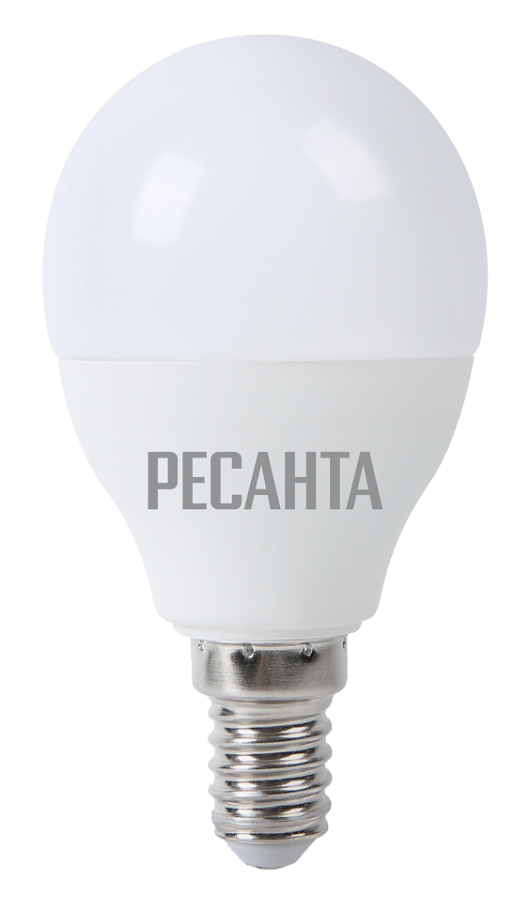 Лампа светодиодная Ресанта 7Вт шар 3000К теплый Е14 LL-R-G45-7W-230-3K-E14