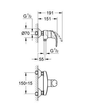 Смеситель "EUROSMART" для душа Grohe 33555001 Смеситель "EUROSMART" для душа Grohe 33555001