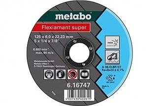 Круг шлифовальный ф125х6,0х22 для нержавейки Flexiamant Super1/10 Metabo 616747000 Круг шлифовальный ф125х6,0х22 для нержавейки Flexiamant Super1/10 Metabo 616747000