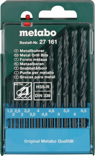 Набор сверл для металла HSS-R 13 шт 1,5-6,5 мм Metabo 627161000 Набор сверл для металла HSS-R 13 шт 1,5-6,5 мм Metabo 627161000