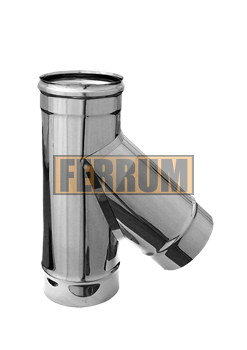 Тройник (нержавеющая сталь 0,5 мм) ф120х45° Ferrum 82904 Тройник (нержавеющая сталь 0,5 мм) ф120х45° Ferrum 82904