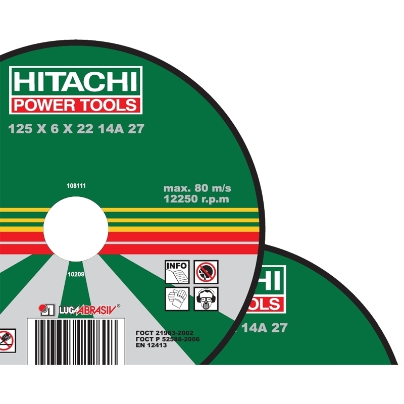 Шлифовальный круг ф125х6,0х22 1шт10/80 PREM Hitachi 12560HR PREM