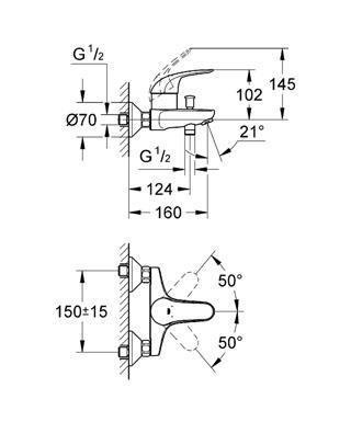 Смеситель "EUROECO для ванны с коротким изливом без аксессуаров Grohe 32743000