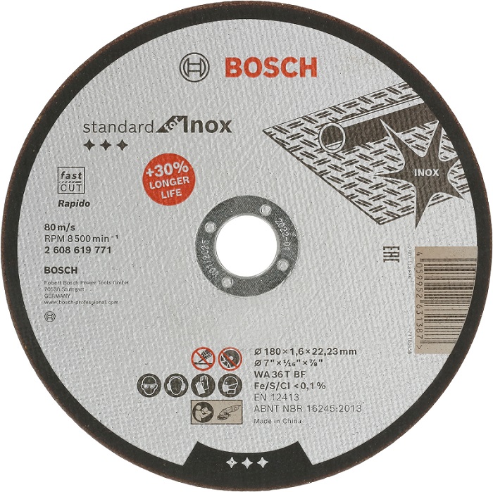 Круг отрезной Bosch ф180х1,6 д/мет Std for Inox 1 шт/25 2 608 619 771