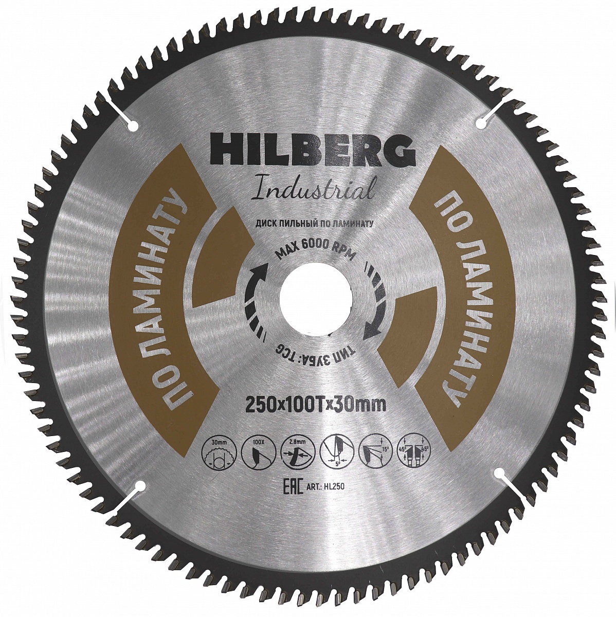 Диск пильный Hilberg ф250х30 z100 Industrial Ламинат