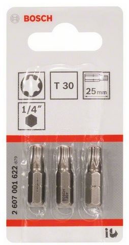 Вставка TORX T 30 25мм XH 3шт 2 607 001 622