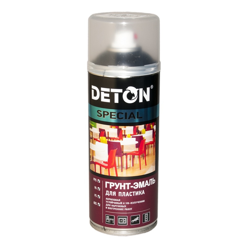 Краска аэрозольная грунт-эмаль для пластика Deton Черный DTN-A07301