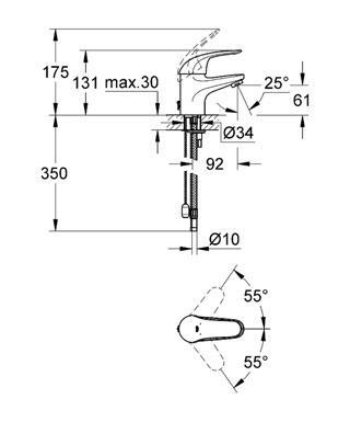 Смеситель "EUROECO" для умывальника Grohe 32733000