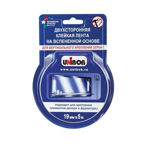 Лента вспененная 19мм x 5м для зеркал белая UNIBOB 54928 Лента вспененная 19мм x 5м для зеркал белая UNIBOB 54928