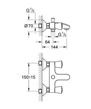 Смеситель "COSTA S" для ванны с коротким изливом Grohe 25 483 001 Смеситель "COSTA S" для ванны с коротким изливом Grohe 25 483 001
