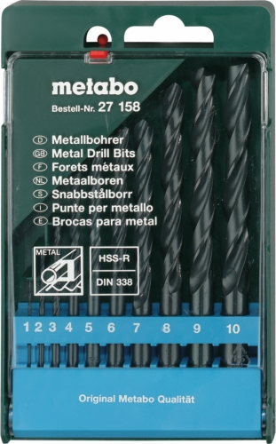Набор сверл для металла HSS-R 10 шт 1-10 мм Metabo 627158000 Набор сверл для металла HSS-R 10 шт 1-10 мм Metabo 627158000