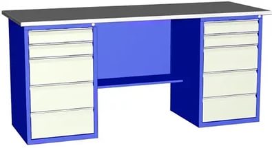 Верстак 2-тумбы 3 ящика+3 ящика оцинкованный стол+ перфорация с кронштейном ГК Регион СВ-2Т.01.05