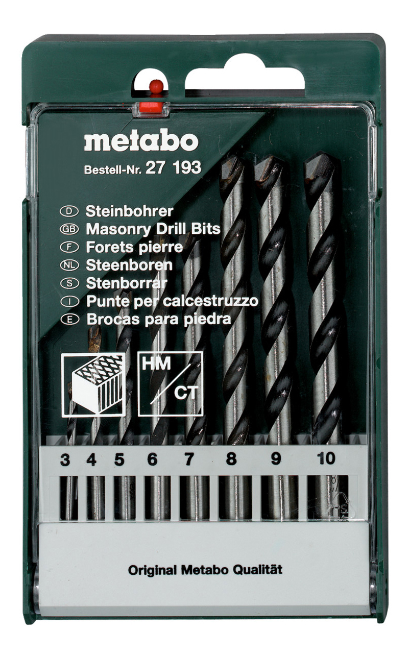 Набор сверл для бетона Metabo HM 8 шт (3-4-5-6-7-8-9-10мм) 627193000