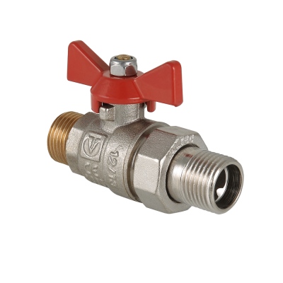 Кран шаровой 1/2" MM с н.гайкой бабочка (10/60) Кран шаровой 1/2" MM с н.гайкой бабочка (10/60)