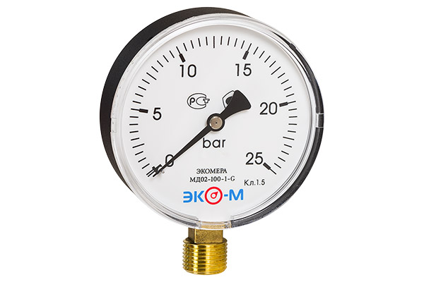 Манометр ЭКОМЕРА МД02-100мм 0..25бар 1/2" УТ000005883