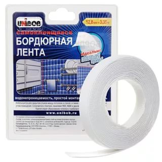 Лента самоклеющаяся бордюрная для ванн 12,8ммх3,35м UNIBOB 46325 Лента самоклеющаяся бордюрная для ванн 12,8ммх3,35м UNIBOB 46325