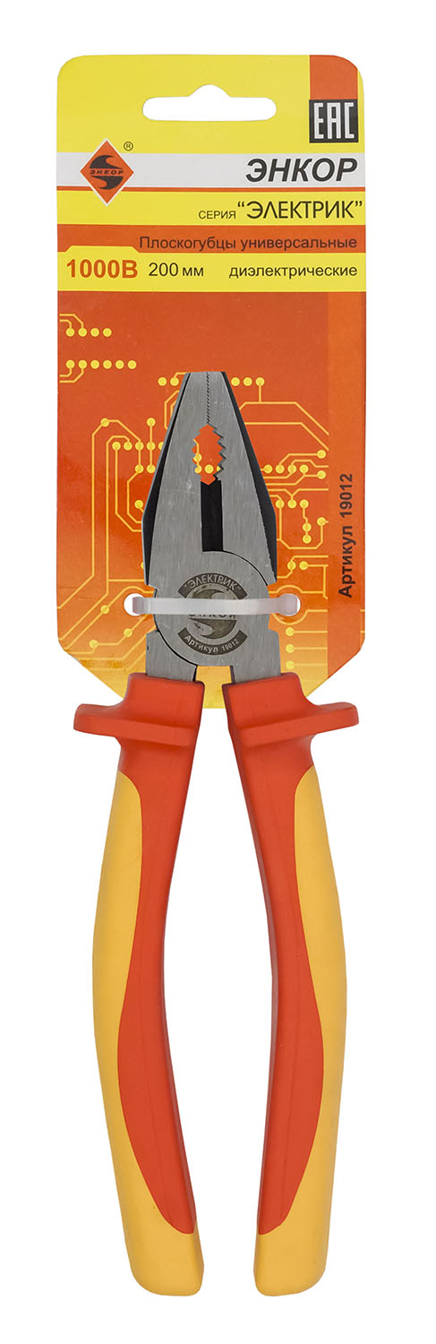 Плоскогубцы универсальные диэлектрические 200мм Энкор 19012 Плоскогубцы универсальные диэлектрические 200мм Энкор 19012
