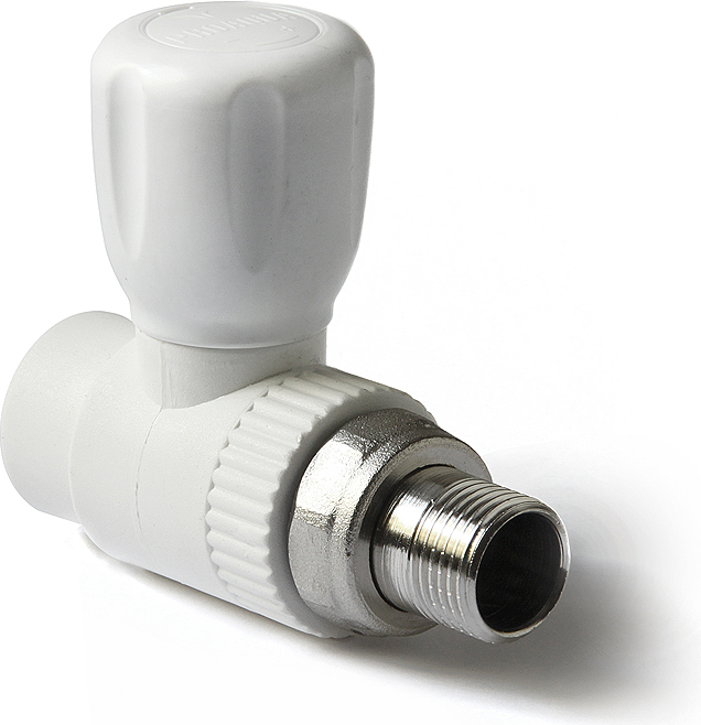 Кран шаровой полипропиленовый ф25 х3/4" для радиатора  прямой белый