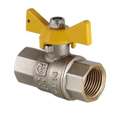 Кран шаровой д/газа 1/2" FF бабочка (16/144) Кран шаровой д/газа 1/2" FF бабочка (16/144)
