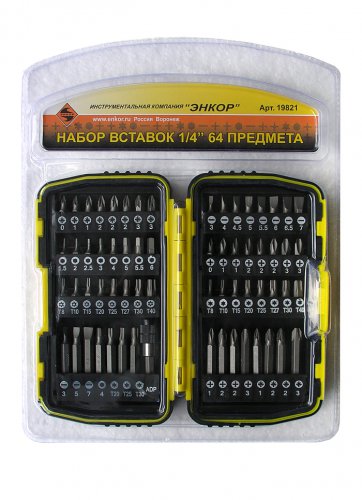 Набор вставок 1/4" 64шт Энкор 19821 Набор вставок 1/4" 64шт Энкор 19821