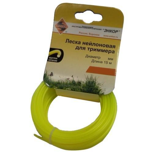 Леска для триммера Энкор 2,4мм x 15м круг Леска для триммера Энкор 2,4мм x 15м круг