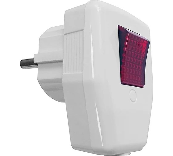 Вилка электрическая с выкл. угловая 16А 250В 46288 белая Вилка электрическая с выкл. угловая 16А 250В 46288 белая