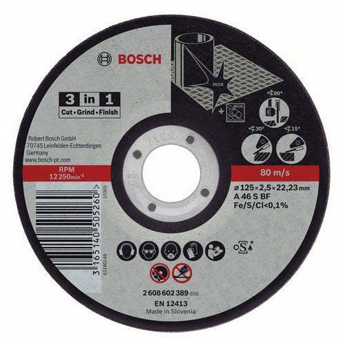 Круг отрезной 125х2,5х22 для металла и нержавейки вогн. 1шт/25 BOSCH 2 608 602 389 Круг отрезной 125х2,5х22 для металла и нержавейки вогн. 1шт/25 BOSCH 2 608 602 389