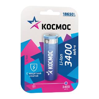 Аккумулятор КОСМОС Li-ion 18650 3400 mAh с защитой блист 546782