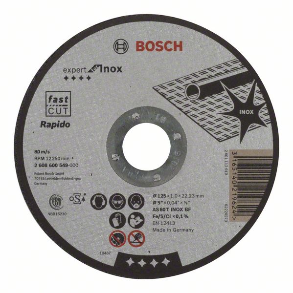 Круг отрезной по металлу (по нержавейке) 125x1,0x22  1 шт/25 BOSCH 2.608.600.549