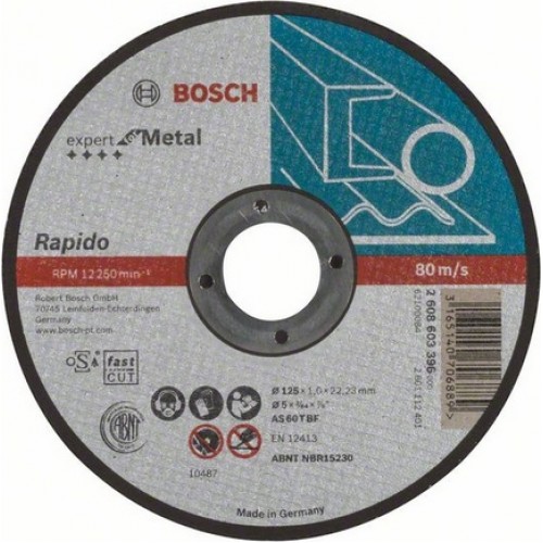 Круг отрезной по металлу BOSCH 2 608 603 396 125х1,0х22 1шт/25 Круг отрезной по металлу BOSCH 2 608 603 396 125х1,0х22 1шт/25