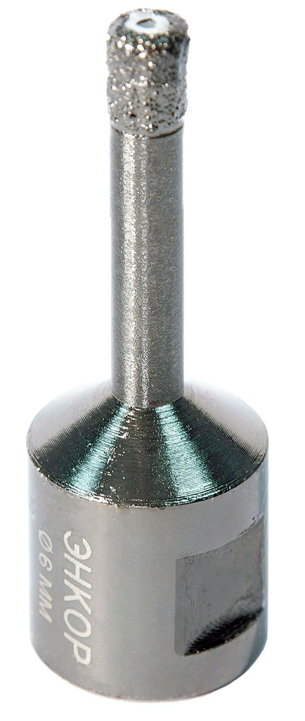 Коронка для керамогранита ф6мм алмазная для УШМ сухой рез Энкор 48300