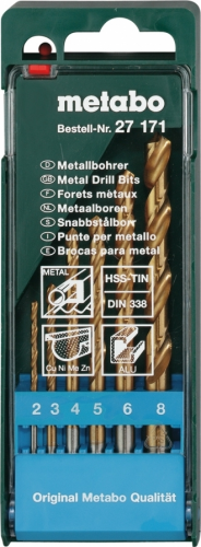 Набор сверл для металла HSS-TIN 6 шт 2-8 мм Metabo 627171000 Набор сверл для металла HSS-TIN 6 шт 2-8 мм Metabo 627171000