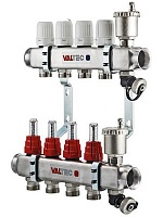 Коллектор Valtec 12 выходов х 1х 3/4 EUROKONUS с расходомером из нержавеющей стали VTc.586.EMNX.0612
