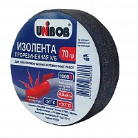 Изолента прорезиненная х/б черная UNIBOB 57729