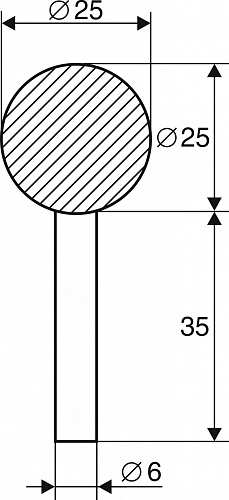 Шарошка абразивная сфера Энкор D25, К60, хв.6мм