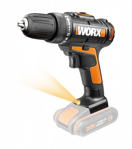 Шуруповерт аккумуляторный WORX WX101, 20В, Solo коробка