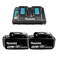 Аккумулятор Makita 18 В 5,0 Ah 2 шт + DC18RD картон 191L75-3