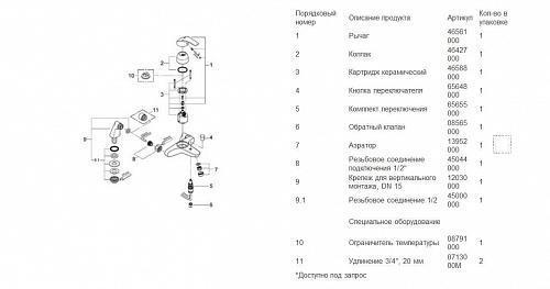 Смеситель "EUROSMART" для ванны вертикальный монтаж Grohe 33 303 001