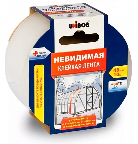 Лента для стекл и пластика 48мм x 10м прозрачная UNIBOB 50126 Лента для стекл и пластика 48мм x 10м прозрачная UNIBOB 50126
