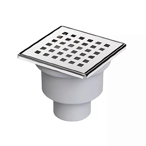 Трап вертикальный D 50мм 100x100мм реш. и окантовка нерж VF.012.050K.100.01